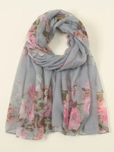 Load image into Gallery viewer, Grey and Pink Floral Comfort Shawl
