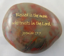 Load image into Gallery viewer, Scripture River Rocks - Blessed is the Man Who Trusts in the Lord. (Jeremiah 17:7)
