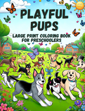 Load image into Gallery viewer, Digital Version Playful Pups:  Large Print Coloring Book for Preschoolers
