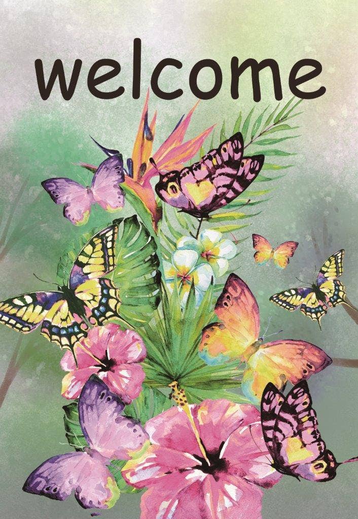 Butterfly Welcome Flag